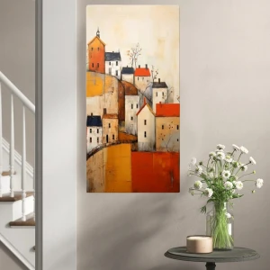 Πίνακας σε καμβά "Houses on the Hill" ψηφιακής εκτύπωσης 50x100x3εκ.
