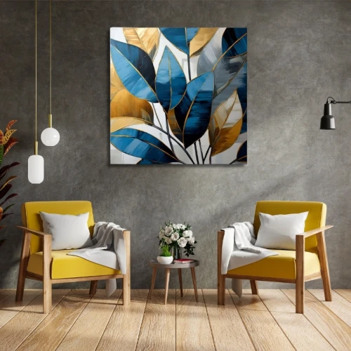 Πίνακας σε καμβά "Botanical Leaves" ψηφιακής εκτύπωσης 100x100x3εκ.