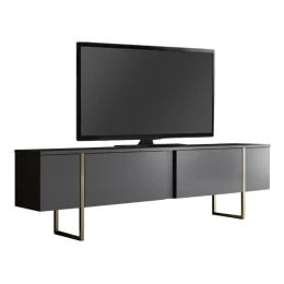 Έπιπλο τηλεόρασης Luxe χρώμα ανθρακί - χρυσό 180x30x50εκ.