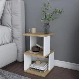 Κομοδίνο Carter χρώμα φυσικό οξιάς - λευκό 29,6x29,6x49,4εκ.