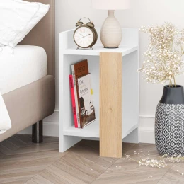 Κομοδίνο Elos αριστερό χρώμα λευκό - saphhire oak 30x31,7x55εκ.