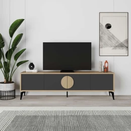 Έπιπλο τηλεόρασης Gora χρώμα sapphire oak - silky black 180x35,6x51εκ.