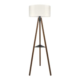 Φωτιστικό δαπέδου Thomas E27 Mdf/ύφασμα Pvc χρώμα καρυδί - κρεμ 38x38x135εκ.