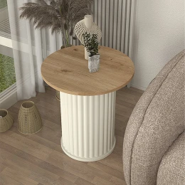 Τραπεζάκι βοηθητικό Bohema χρώμα ivory - sepet oak Ø50x53,2εκ.