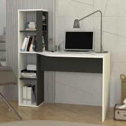 Γραφείο εργασίας Gemini χρώμα ανθρακί - λευκό 121,8x59,6x131,8εκ.