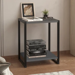 Κομοδίνο Gina χρώμα ανθρακί - μαύρο 39x30x48εκ.