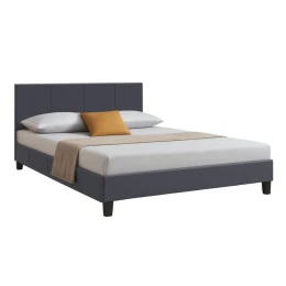 Κρεβάτι Flat από τεχνόδερμα χρώμα μαύρο ματ 160x200εκ.