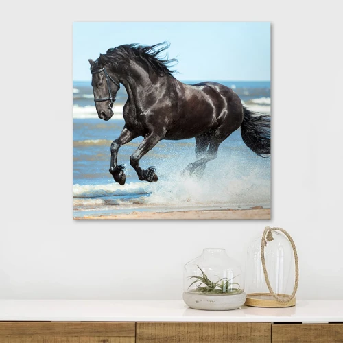 Πίνακας σε καμβά "Black Horse" ψηφιακής εκτύπωσης 60x60x3εκ.
