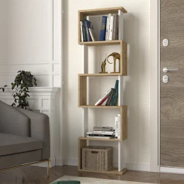 Βιβλιοθήκη Alvina χρώμα sapphire oak - λευκό 45x19,6x158,8εκ.
