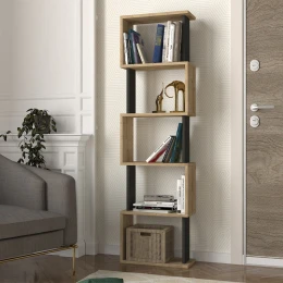 Βιβλιοθήκη Alvina χρώμα sapphire oak - ανθρακί 45x19,6x158,8εκ.
