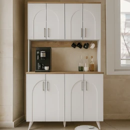 Έπιπλο κουζίνας Kalira 4 χρώμα λευκό - rota oak 120x40x196εκ.