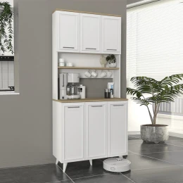 Έπιπλο κουζίνας Potter 3 χρώμα λευκό - rota oak 90x40x196,1εκ.