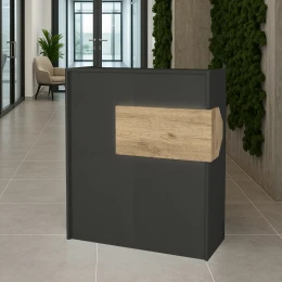 Γραφείο υποδοχής - reception Aloha με LED χρώμα ανθρακί - sepet oak 95,5x40x110,3εκ.