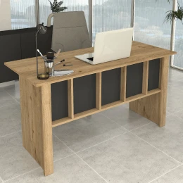 Γραφείο εργασίας Nika χρώμα sepet oak - ανθρακί 140x60x75εκ.