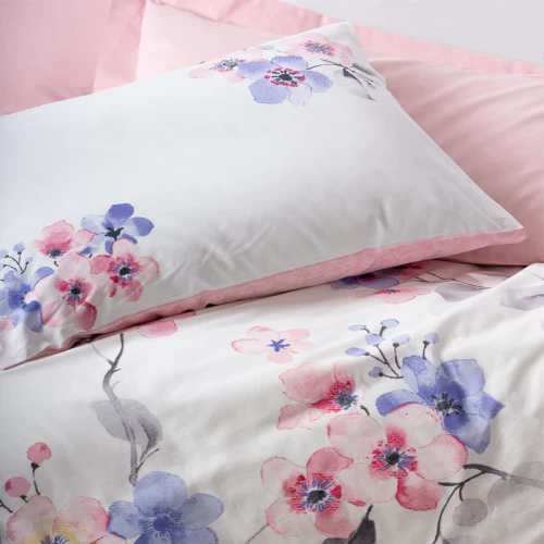 Σετ παπλωματοθήκη Jayda Cotton Box 3 τμχ Μονή (160x220) χρώμα ροζ - λευκό