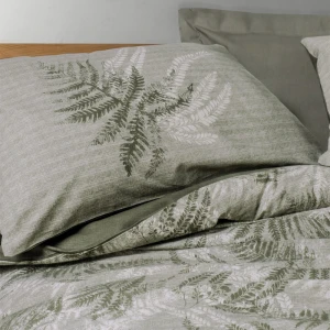 Σετ παπλωματοθήκη Frond Cotton Box 4 τμχ Διπλή (200x220) χρώμα χακί