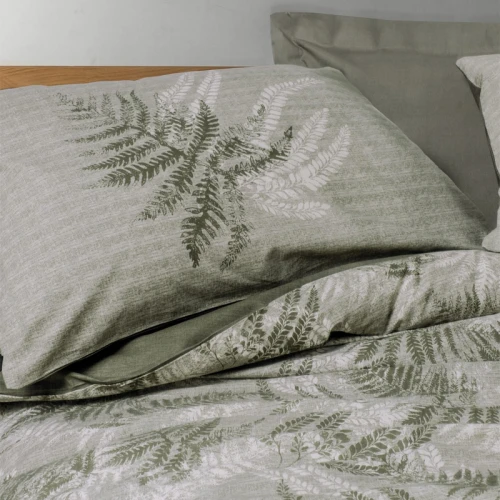 Σετ παπλωματοθήκη Frond Cotton Box 4 τμχ Διπλή (200x220) χρώμα χακί