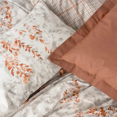 Σετ παπλωματοθήκη Lamina Cotton Box 4 τμχ Διπλή (200x220) χρώμα cinnamon