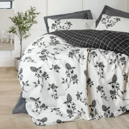 Σετ παπλωματοθήκη Ohia Cotton Box 4 τμχ Διπλή (200x220) χρώμα ανθρακί