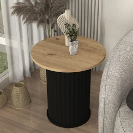 Τραπεζάκι βοηθητικό Bohema χρώμα μαύρο - sepet oak Ø50x53,2εκ.
