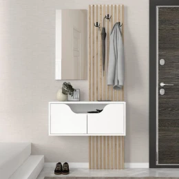 Έπιπλο εισόδου Naro χρώμα λευκό - sepet oak 90x35x204,2εκ.