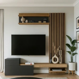 Σύνθεση τηλεόρασης Dumont χρώμα ανθρακί - sepet oak 180x36,8x200εκ.