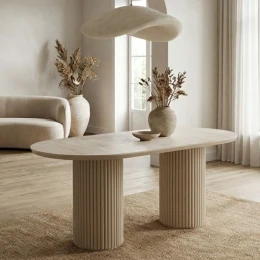 Τραπέζι Hazar Mdf χρώμα travertine - sandstone 180x90x77εκ.