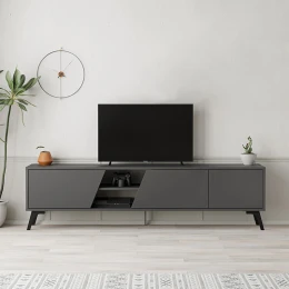 Έπιπλο τηλεόρασης Fiona χρώμα ανθρακί 180x35,6x48εκ.