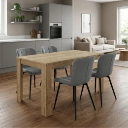 Σετ τραπεζαρία 5τμχ Darlen - Chiara χρώμα sapphire oak - γκρι 125x72x74εκ.