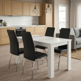 Σετ τραπεζαρία 5τμχ Darlen - Alma χρώμα λευκό - μαύρο 125x72x74εκ.