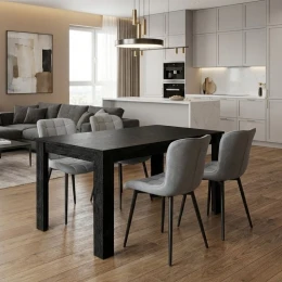 Σετ τραπεζαρία 5τμχ Darlen - Chiara χρώμα sencron black - γκρι 125x72x74εκ.