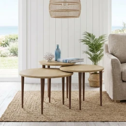 Τραπεζάκι σαλονιού σετ 3 τμχ Nola χρώμα sapphire oak Ø60x46εκ.