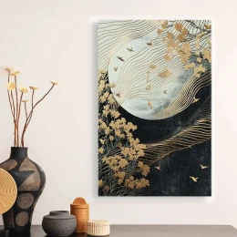 Πίνακας σε καμβά "Golden Moon" ψηφιακής εκτύπωσης 70x100x3εκ.
