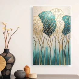 Πίνακας σε καμβά "Golden Leaves" ψηφιακής εκτύπωσης 70x100x3εκ.