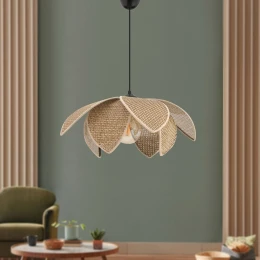 Φωτιστικό οροφής Magnolia E27 ύφασμα PVC μονόφωτο χρώμα μπεζ Ø40x55εκ.