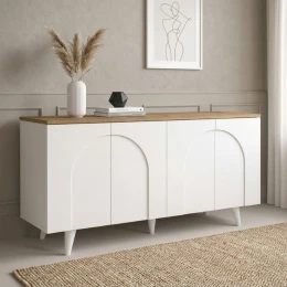 Μπουφές Bono χρώμα λευκό - sepet oak 150x45x74,6εκ.