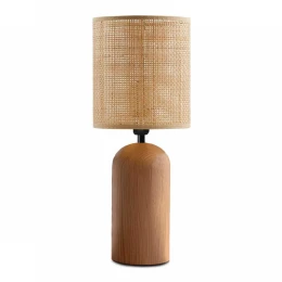 Φωτιστικό επιτραπέζιο Cora E14 ξύλινο - pe rattan χρώμα φυσικό Ø15x35εκ.