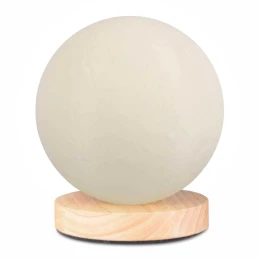 Φωτιστικό επιτραπέζιο Lumo E14 ξύλινο - Pvc χρώμα φυσικό - κρεμ Ø12x17εκ.