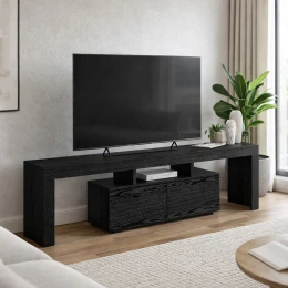Έπιπλο τηλεόρασης Woodra χρώμα sencron black 180x31,3x50,2εκ.