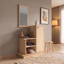 Έπιπλο εισόδου Cute χρώμα φυσικό οξιάς 90x35x95εκ.