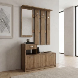 Έπιπλο εισόδου Raynold χρώμα καρυδί 100x30x180εκ.