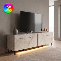 Έπιπλο τηλεόρασης Arlen με Led Rgb χρώμα travertine 180x32x50εκ.