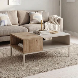 Τραπεζάκι σαλονιού Cailin χρώμα sandstone - sepet oak 90x56x40,6εκ.