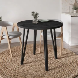 Τραπέζι Xana χρώμα black wood Ø90x77,5εκ.