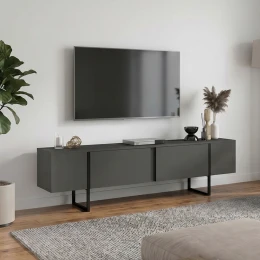 Έπιπλο τηλεόρασης Orontes χρώμα ανθρακί 180x29,6x50εκ.