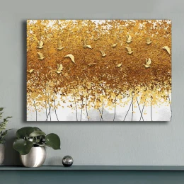 Πίνακας σε καμβά "Golden Birds" ψηφιακής εκτύπωσης 100x70x3εκ.