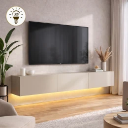 Έπιπλο τηλεόρασης επιτοίχιο Damla με LED χρώμα sandstone 180x29,5x29,5εκ.