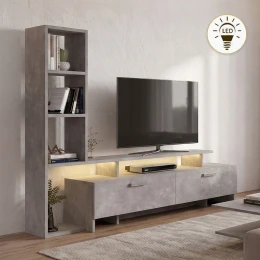Σύνθεση τηλεόρασης Simal με LED χρώμα γκρι σκυροδέματος 168,2x31,3x120εκ.