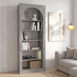 Βιβλιοθήκη Voila χρώμα γκρι σκυροδέματος 74x35x180εκ.