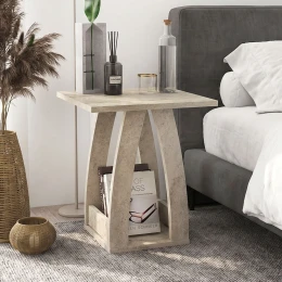 Τραπεζάκι βοηθητικό - Κομοδίνο Deros χρώμα travertine 45x45x56εκ.